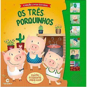 Livro Sonoro "TRÊS Porquinhos" - 19,5X19CM, 12 Páginas, 5 SONS