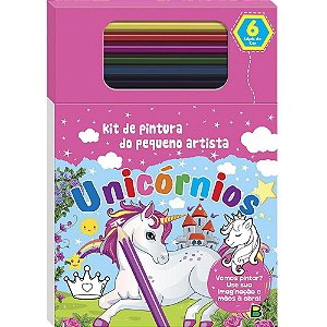 Livro Infantil de Colorir Unicórnios com KIT de Lápis 80 Páginas