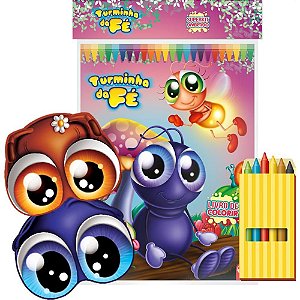 Livro Infantil Colorir Super KIT Turminha da FE com GIZ