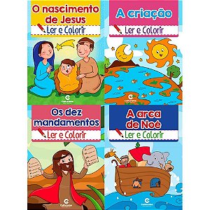 Livro Infantil para Colorir Histórias Bíblicas - Pacote com 8