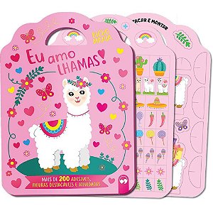 Livro Brinquedo Ilustrado Bicho Mania Lhamas com Adesivos e Figuras Destacáveis