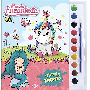 Livro de Aquarela Unicórnios e Sereias 29X28,5 CM com 16 Páginas