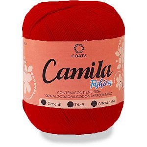 Linha para Crochê Camila Fashion 09046 Vermelho Intenso - Pacote com 6 Novelos