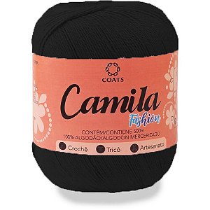 Linha para Crochê Camila Fashion 0000N Preto Pacote com 6 Novelos