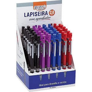 Lapiseira Metálica 2,0MM com Apontador 4 Cores Sortidas BRW Display com 48 Unidades
