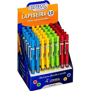 Lapiseira Metálica 2,0MM com Apontador 4 Cores Sortidas BRW Display com 48 Unidades