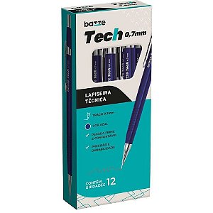 Lapiseira 0,7MM Bazze TECH Azul - Caixa com 12 Unidades