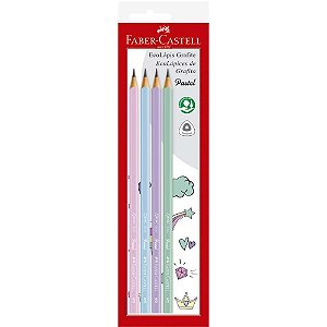 Lápis Preto Triangular Ecolápis 1205 MAX Pastel - 4 Cores - Blister com 4