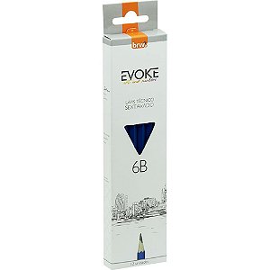 Lápis Preto Técnico 6B Madeira BRW - Blister com 12 Unidades