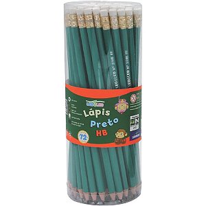 Lápis Preto Sextavado Léo e Léo Verde HB com Borracha Pote com 72