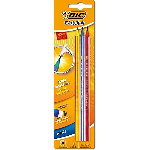 Lápis Preto Sextavado BIC Evolution Pijama HB - Blister com 3 Unidades