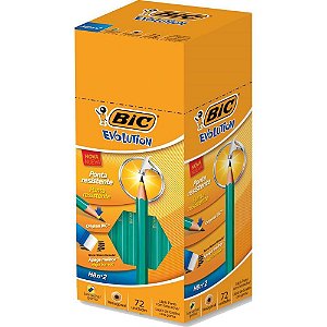 Lápis Preto Sextavado BIC Evolution 2HB com Borracha Caixa com 72