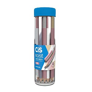 Lápis Preto Sextavado CIS Rose 2B 2 Cores Pote com 36
