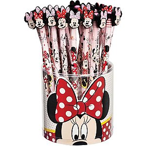 Lápis Preto Sextavado Decorado Minnie com Borracha - Pote com 36
