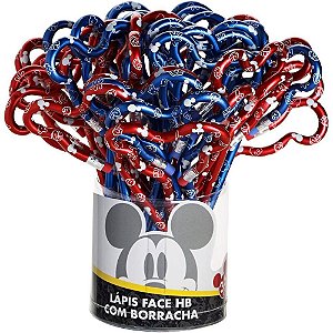 Lápis Preto Redondo Decorado Mickey Face AZ/VM Pote 36