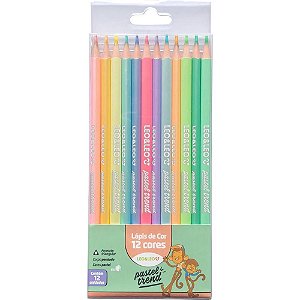 Lápis de COR Triangular Léo e Léo 12 Cores Pastel TREND - Pacote com 6