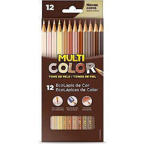 Lápis de COR Sextavado Multicolor ECO 12 Cores Etnias – Pacote com 12 Unidades