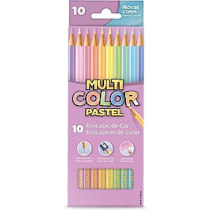 Lápis de COR Sextavado Multicolor ECO 10 Cores Pastel Pacote com 12