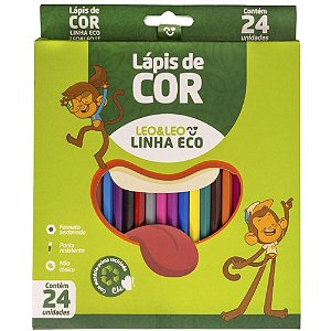 Lápis de COR Sextavado Léo & Léo ECO - Caixa com 24 Cores (pacote com 6 Unidades)
