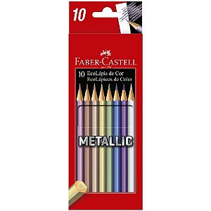 Lápis de COR Sextavado Ecolápis 10 Cores Metallic - Pacote com 12