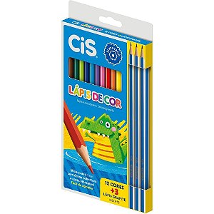 Lápis de COR Sextavado Colorcis Madeira 12 Cores + 3 Pretos PCT com 06