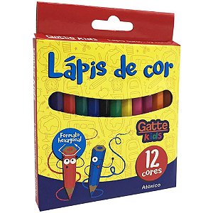 Lápis de COR Sextavado 12 Cores Curto - Pacote com 12