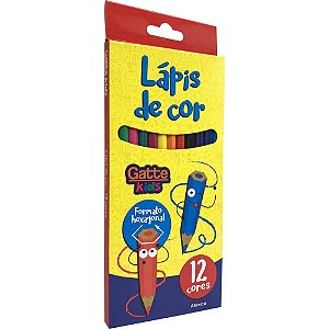 Lápis de COR Sextavado 12 Cores - Pacote com 6