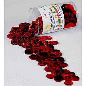 Lantejoula Metalizada Vermelha 10MM Pote 2G Pacote com 12 Lantecor