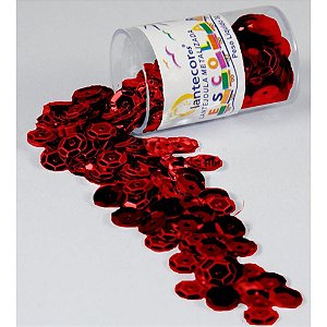 Lantejoula Metalizada Vermelha 10MM Pote 2G Pacote com 12 Lantecor