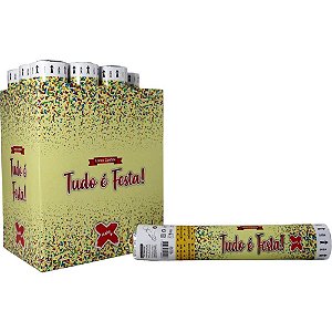 Lançador de Confete Metalizado Tudo É Festa 30CM - Display com 12 Unidades