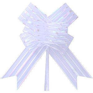 Laço Pronto Liso 32MM X 47CM Organza Branco - Pacote com 100 Unidades