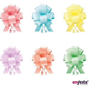 Laço Pronto Liso 20MM X 40CM CANDY Colors Pacote com 10