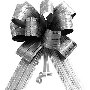 Laço Pronto Decorado 30MM X 13CM Ecolaco GD Prata - Pacote com 20