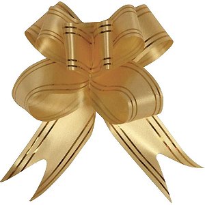 Laço Pronto Decorado 18MMX34CM Dourado com Fio Dourado - Pacote com 120 Unidades