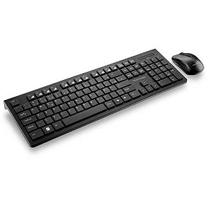 Kit Periféricos Teclado e Mouse sem Fio Preto