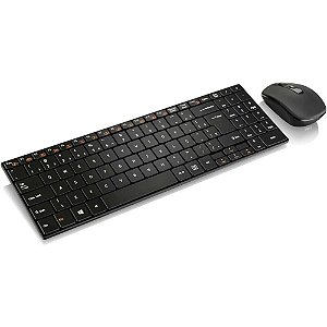 Kit Periféricos Teclado e Mouse sem Fio 2.4 GHZ Multimídia Preto USB SLIM - TC202