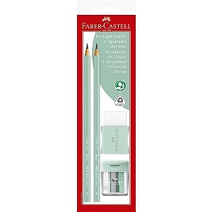 Kit Escolar Verde água Pastel com Borracha e Apontador