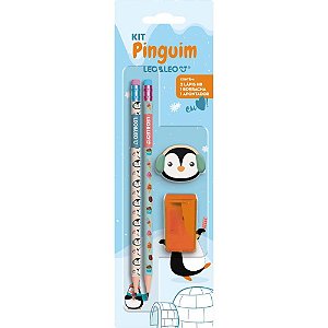 Kit Escolar Pinguim HB com 04 Peças