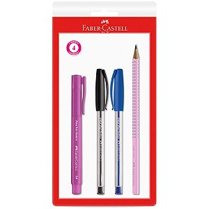 Kit Escolar Office Rosa 4 Peças