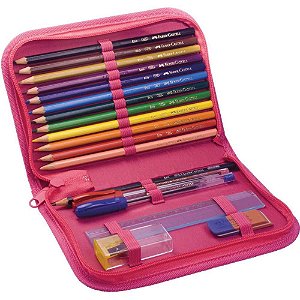 Kit Escolar Borboleta Rosa Estojo COMPL PCT com 04