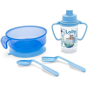 Kit Alimentação Prato+talher+copo Azul