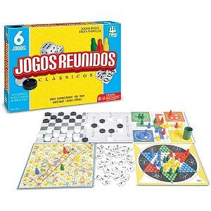 Jogo de Tabuleiro Super Jogos Reunidos 6 em 1