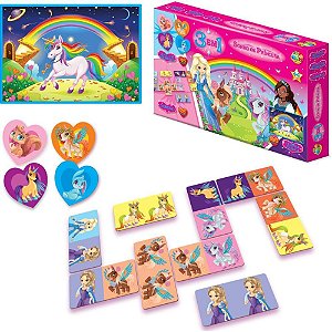 Jogo de Tabuleiro 3 em 1 Sonho Princesa DOMINÓ/X