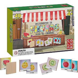 Jogo da Memória em Madeira Conhecendo as Frutas 40 PCS