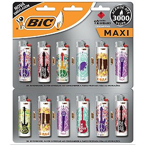 Isqueiro Descartável BIC Maxi TREND Cartela com 12UN Cartela