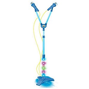Instrumento Musical Microfone Duplo Pedestal Azul