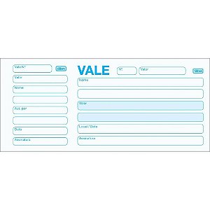 Impresso Vale 100 Folhas com Canhoto - Pacote com 20 Unidades