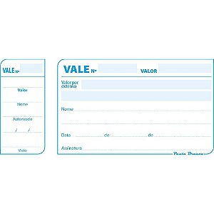 Impresso Vale com Canhoto 50 Folhas Multivias PCT com 20