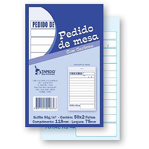 Impresso Talão de Pedido Mesa 2 Vias 50 Folhas Carbono - Pacote com 20