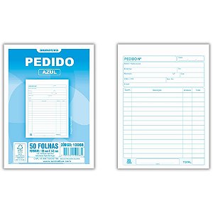 Talão de Pedido Azul 1/36 1 Via 50 Folhas - Pacote com 20